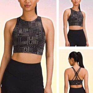 LULULEMON Energy High-Neck Longline Bra Medium Support Size 4 Ombre Black Multi